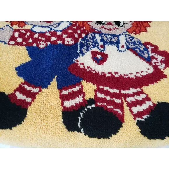 LARGE VINTAGE RAGGEDY ANN & ANDY 46" bedroom decor nursery retro latch hook rug